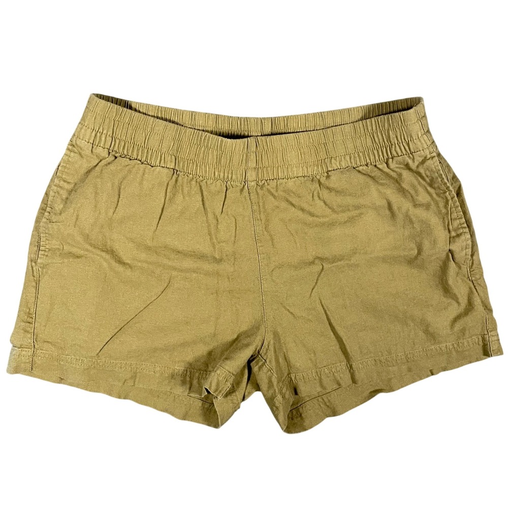 Old Navy Women Green Linen Blend Comfort Waistband Shorts Size L Casual - Picture 1 of 7